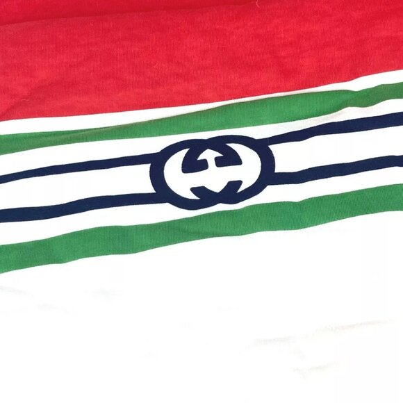 GUCCI 681367 Interior Throw Baby Blanket White/Red x navy x green Unused - Picture 7 of 9